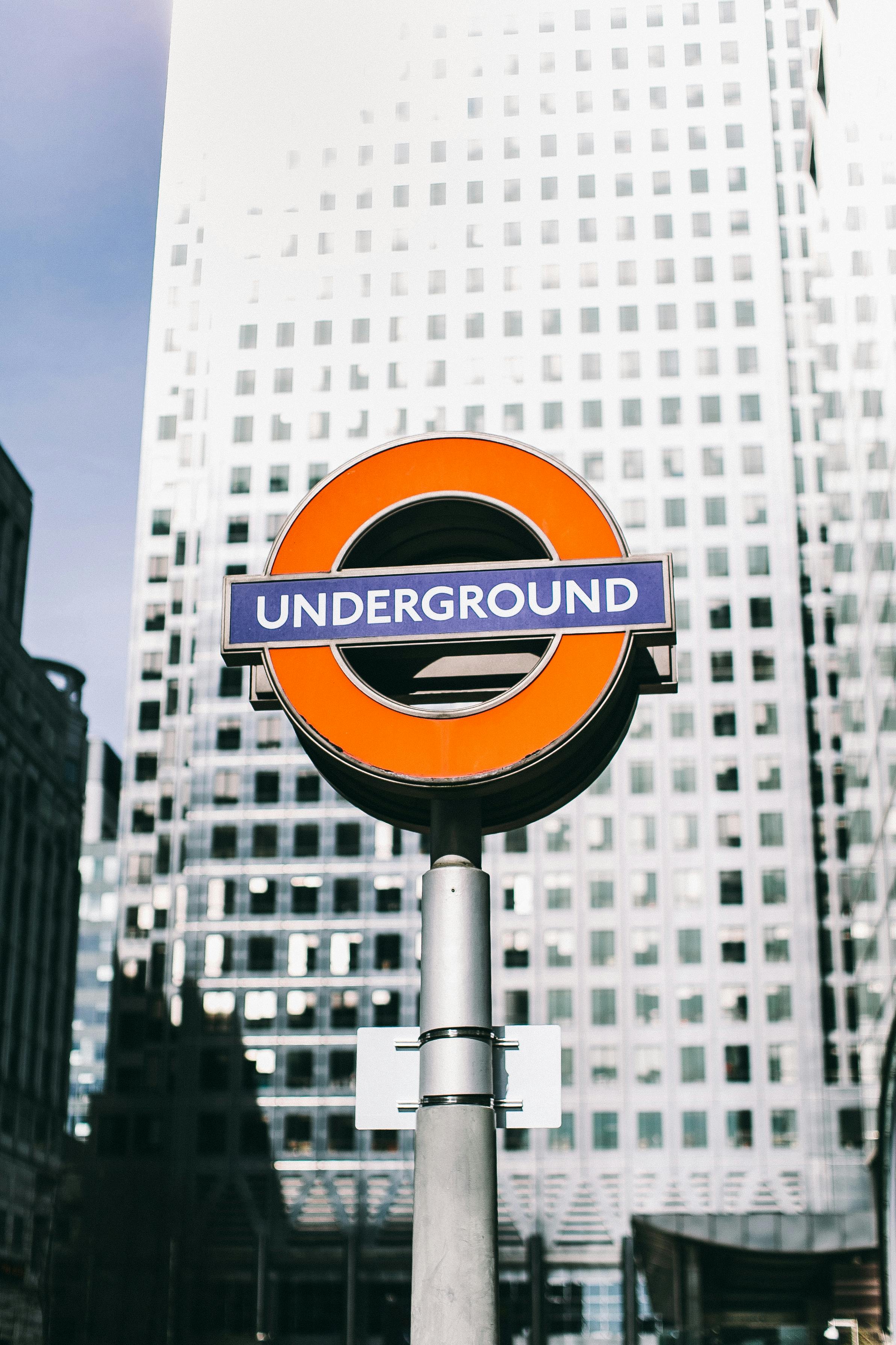 London Underground sign at Canary Wharf, representing the UK professional landscape